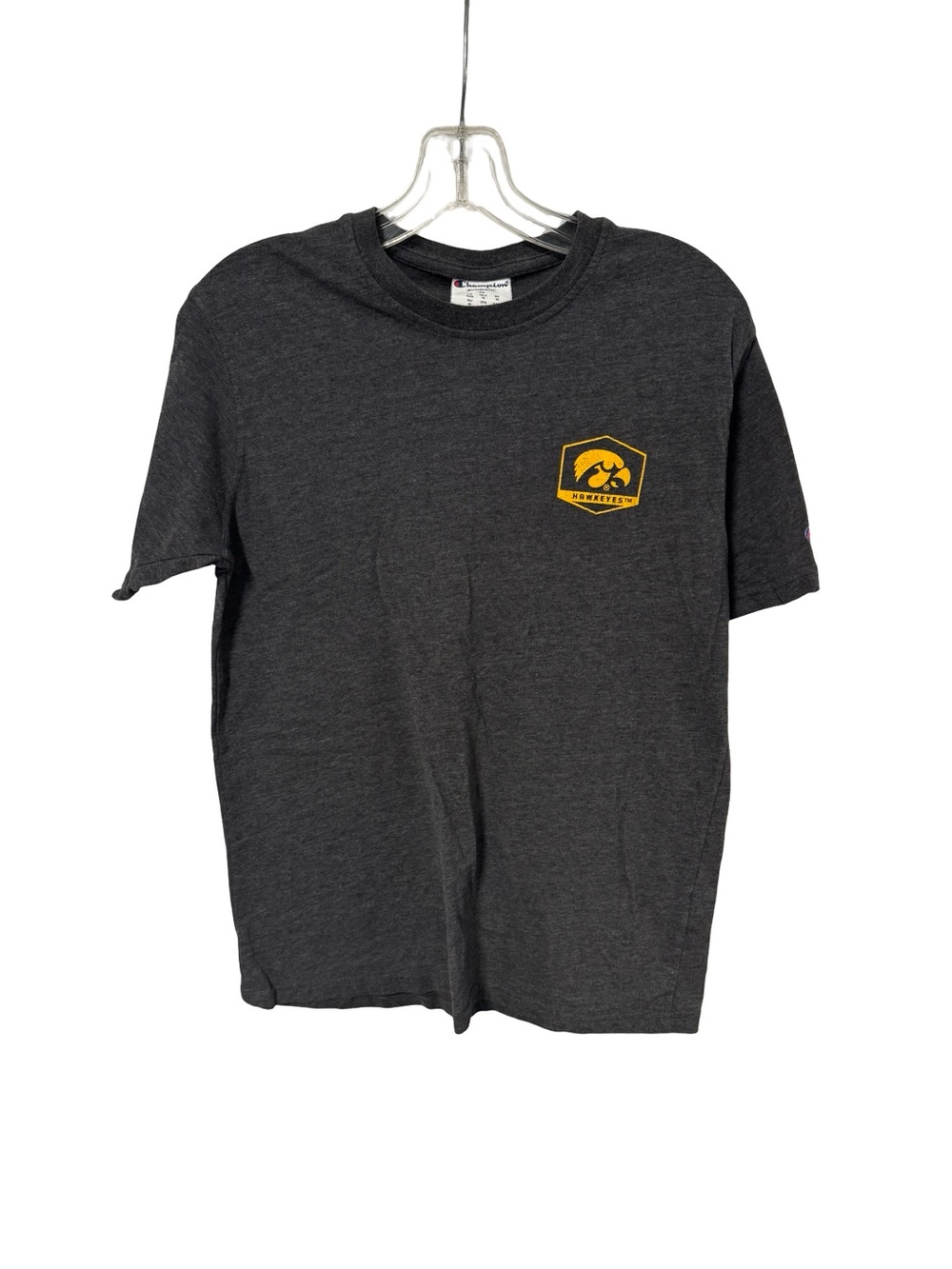 Champion Dark Gray Iowa Hawkeyes Short Sleeve Tee with Yellow Logo